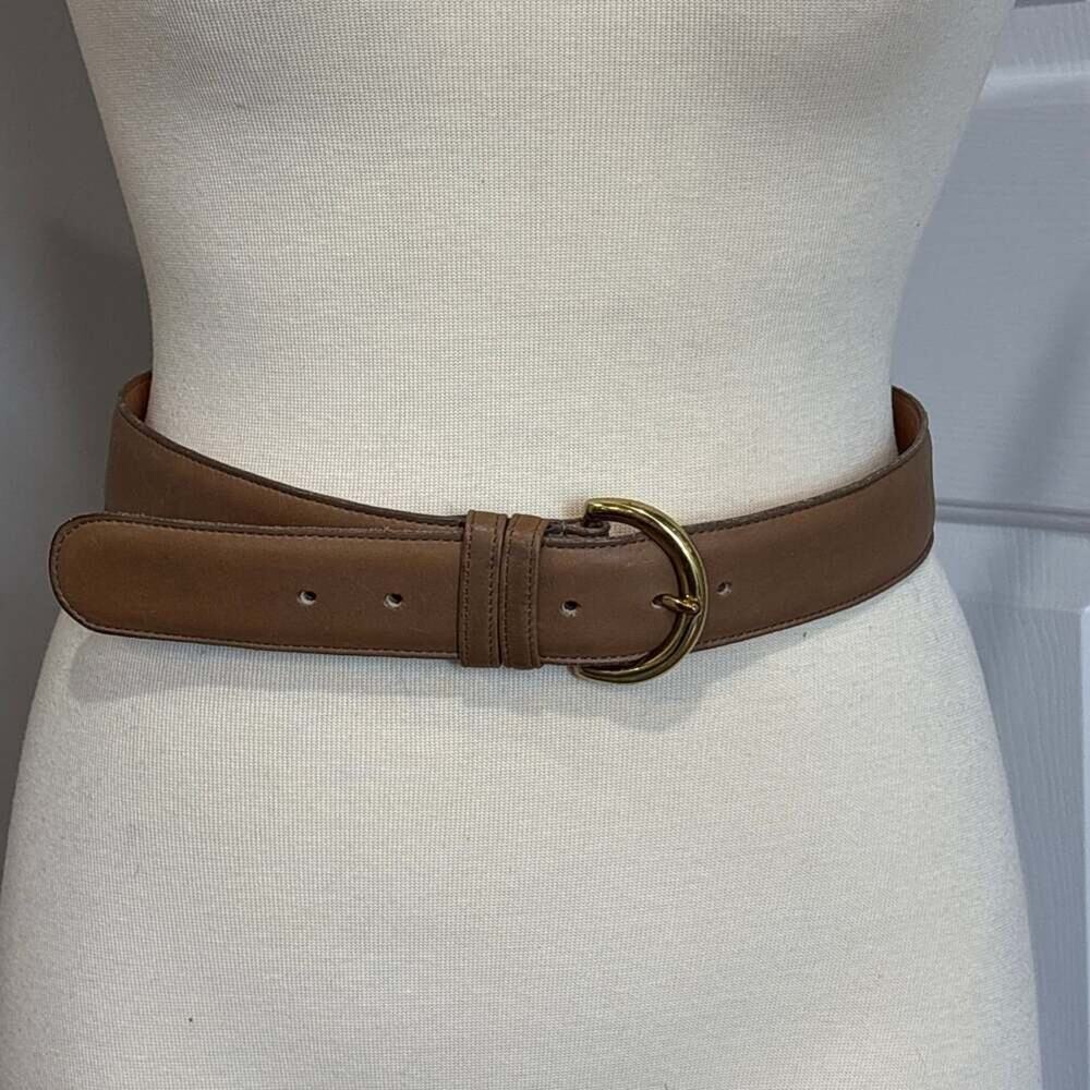 Coach Belt 8500 Leather Putty Brass Buckle 32"